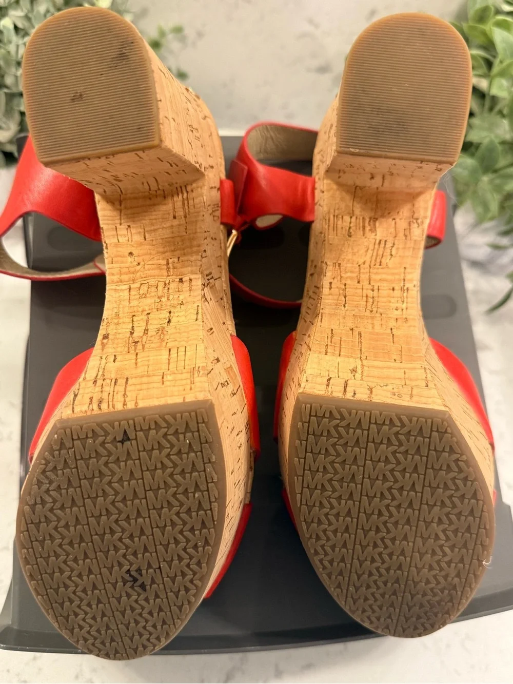 Michael Kors Natalia platform sandals Red Leather Chunky Cork